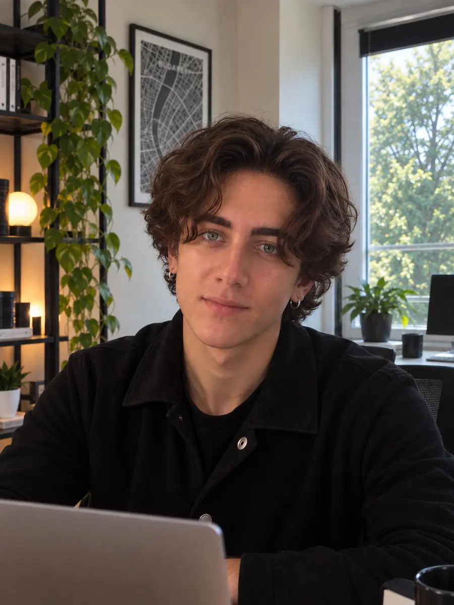 Levi, founder of Budapest Investing, working at a laptop in Budapest
